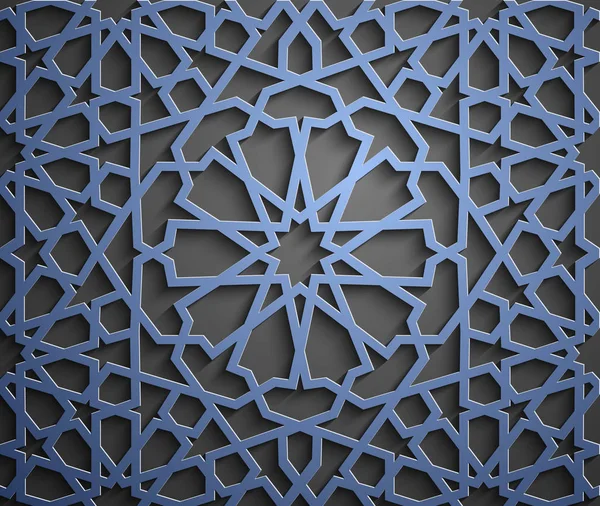 Ισλαμική στολίδι διάνυσμα, Περσικά motiff του. 3D στοιχεία Ισλαμικής στρογγυλό μοτίβο Ραμαζάνι. Διάνυσμα γεωμετρικά κυκλική καλλωπιστικών Αραβικό σύμβολο. Μπλε φόντο — Διανυσματικό Αρχείο