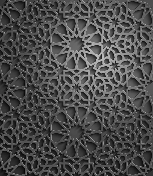 Islamitische sieraad vector, Perzisch motiff. 3D-ramadan islamitische ronde patroon elementen. Geometrische versiering Arabische rondje vector. Zwarte achtergrond — Stockvector