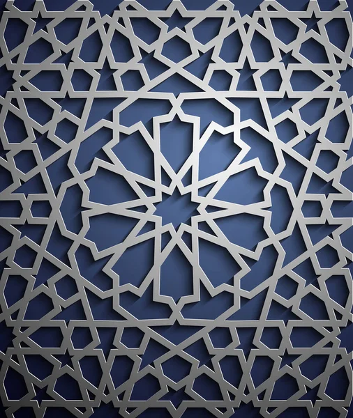 Islamischer Ornamentvektor, persisches Motiv. 3D Ramadan islamische runde Musterelemente. geometrischer kreisförmiger ornamentaler arabischer Symbolvektor. blauer Hintergrund — Stockvektor