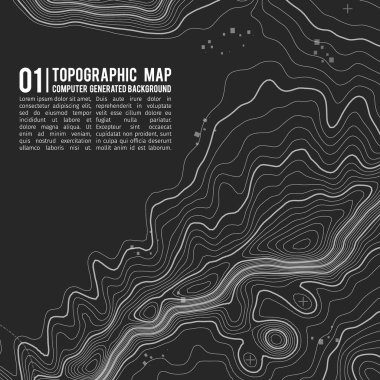 Kopyalamak için alanı olan topografik harita arkaplanı. Çizgi topoğrafya haritası arka plan, coğrafi ızgara soyut vektör çizimi. Arazi üzerinde dağ yürüyüşü patikası .