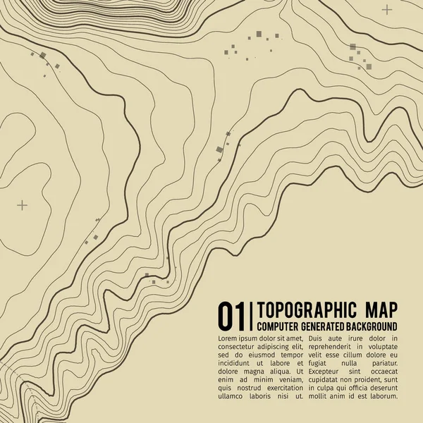 Sfondo mappa topografica con spazio per la copia. Linea topografia mappa contorno sfondo, griglia geografica illustrazione vettoriale astratta. Sentiero escursionistico di montagna sul terreno . — Vettoriale Stock