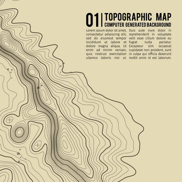 Topographic map background with space for copy . Line topography map contour background , geographic grid abstract vector illustration . Mountain hiking trail over terrain . — Stock Vector