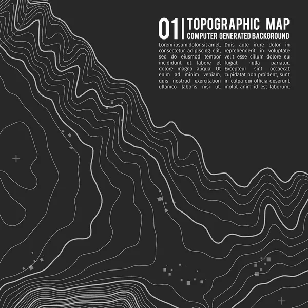 コピーのためのスペースと地形図の背景。線の地形図輪郭の背景、地理グリッド抽象ベクトル図。地形の上の山岳ハイキングコース . — ストックベクタ