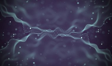 Veri teknolojisi soyut gelecek çizimi. Karanlık arka planda noktaları ve çizgileri birleştiren düşük polimerli bir şekil. 3 boyutlu görüntüleme. Büyük veri görselleştirmesi .