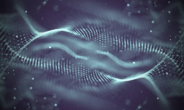 Veri teknolojisi soyut gelecek çizimi. Karanlık arka planda noktaları ve çizgileri birleştiren düşük polimerli bir şekil. 3 boyutlu görüntüleme. Büyük veri görselleştirmesi .