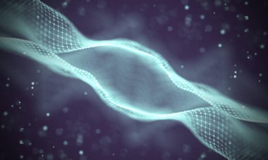 Veri teknolojisi soyut gelecek çizimi. Karanlık arka planda noktaları ve çizgileri birleştiren düşük polimerli bir şekil. 3 boyutlu görüntüleme. Büyük veri görselleştirmesi .