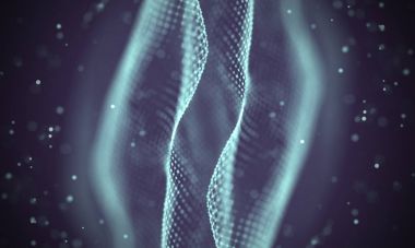 Veri teknolojisi soyut gelecek çizimi. Karanlık arka planda noktaları ve çizgileri birleştiren düşük polimerli bir şekil. 3 boyutlu görüntüleme. Büyük veri görselleştirmesi .