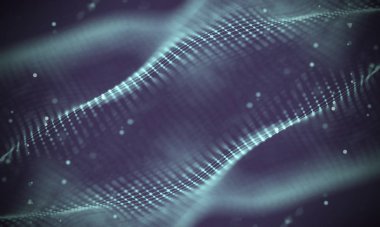 Veri teknolojisi soyut gelecek çizimi. Karanlık arka planda noktaları ve çizgileri birleştiren düşük polimerli bir şekil. 3 boyutlu görüntüleme. Büyük veri görselleştirmesi .