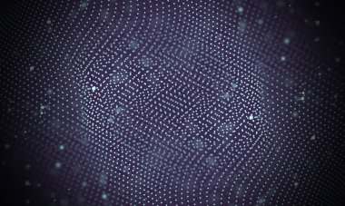 Veri teknolojisi soyut gelecek çizimi. Karanlık arka planda noktaları ve çizgileri birleştiren düşük polimerli bir şekil. 3 boyutlu görüntüleme. Büyük veri görselleştirmesi .