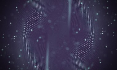 Veri teknolojisi soyut gelecek çizimi. Karanlık arka planda noktaları ve çizgileri birleştiren düşük polimerli bir şekil. 3 boyutlu görüntüleme. Büyük veri görselleştirmesi .