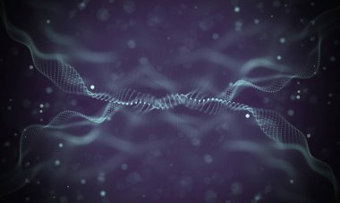 Veri teknolojisi soyut gelecek çizimi. Karanlık arka planda noktaları ve çizgileri birleştiren düşük polimerli bir şekil. 3 boyutlu görüntüleme. Büyük veri görselleştirmesi .