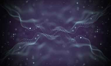 Veri teknolojisi soyut gelecek çizimi. Karanlık arka planda noktaları ve çizgileri birleştiren düşük polimerli bir şekil. 3 boyutlu görüntüleme. Büyük veri görselleştirmesi .