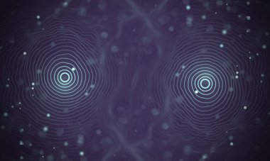 Veri teknolojisi soyut gelecek çizimi. Karanlık arka planda noktaları ve çizgileri birleştiren düşük polimerli bir şekil. 3 boyutlu görüntüleme. Büyük veri görselleştirmesi .