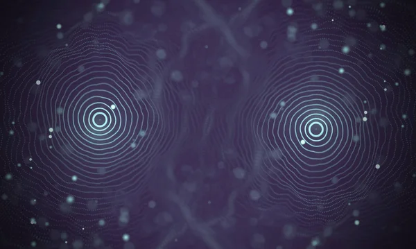 Veri teknolojisi soyut gelecek çizimi. Karanlık arka planda noktaları ve çizgileri birleştiren düşük polimerli bir şekil. 3 boyutlu görüntüleme. Büyük veri görselleştirmesi .