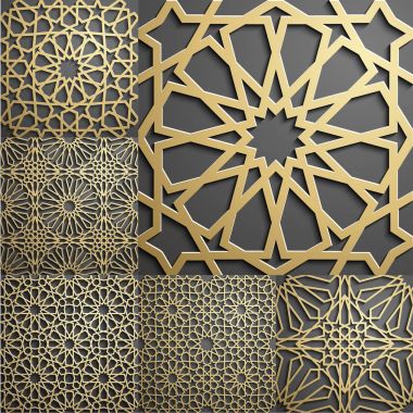 İslam desen. Dikişsiz Arapça geometrik desen, Doğu süsleme, Hint süsleme, Farsça motifi, 3d. Sonsuz doku kullanılan duvar kağıdı, desen dolgularını, web sayfası arka planı için .
