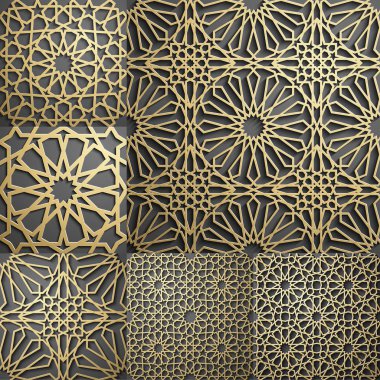 İslam desen. Dikişsiz Arapça geometrik desen, Doğu süsleme, Hint süsleme, Farsça motifi, 3d. Sonsuz doku kullanılan duvar kağıdı, desen dolgularını, web sayfası arka planı için .