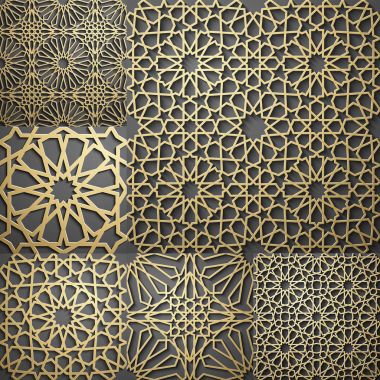 İslam desen. Dikişsiz Arapça geometrik desen, Doğu süsleme, Hint süsleme, Farsça motifi, 3d. Sonsuz doku kullanılan duvar kağıdı, desen dolgularını, web sayfası arka planı için .
