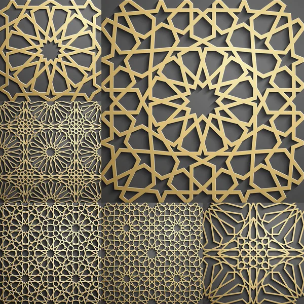 Patrón islámico. Patrón geométrico árabe sin costuras, ornamento oriental, ornamento indio, motivo persa, 3D. Textura sin fin se puede utilizar para el papel pintado, relleno de patrones, fondo de página web  . — Archivo Imágenes Vectoriales