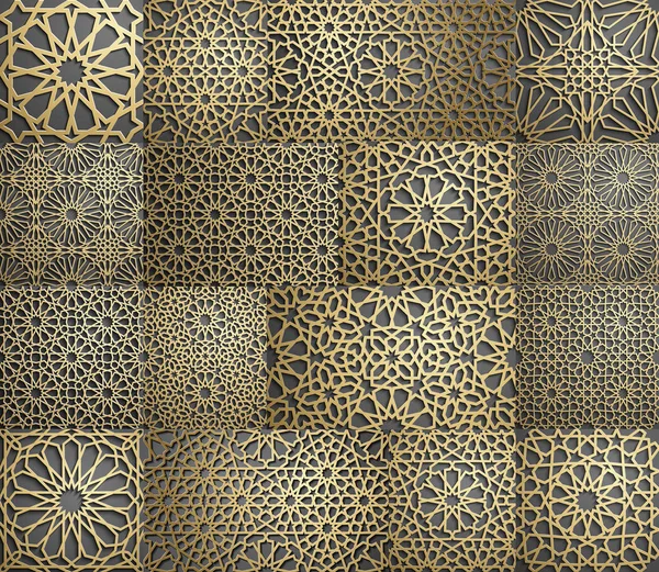 İslam desen. Dikişsiz Arapça geometrik desen, Doğu süsleme, Hint süsleme, Farsça motifi, 3d. Sonsuz doku kullanılan duvar kağıdı, desen dolgularını, web sayfası arka planı için .