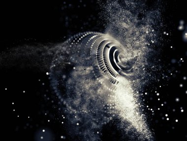 Soyut mavi 3d aydınlatmalı kafes küre bozuk. Neon işareti. Fütüristik teknoloji Hud öğesi. Zarif soyut küre yok. Kum fırtınası, toz parçacıkları .