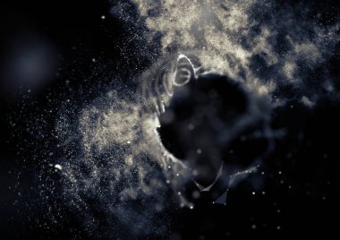 Soyut mavi 3d aydınlatmalı kafes küre bozuk. Neon işareti. Fütüristik teknoloji Hud öğesi. Zarif soyut küre yok. Kum fırtınası, toz parçacıkları .