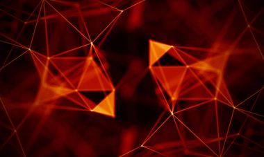 Arka kırmızı geometrik plan. Bağlantı yapısı. Bilim arka plan. Fütüristik teknoloji Hud öğesi. onnecting noktalar ve çizgiler. Büyük veri görselleştirme ve iş .