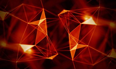 Arka kırmızı geometrik plan. Bağlantı yapısı. Bilim arka plan. Fütüristik teknoloji Hud öğesi. onnecting noktalar ve çizgiler. Büyük veri görselleştirme ve iş .