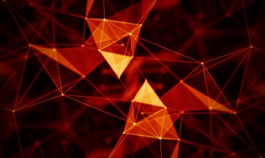 Arka kırmızı geometrik plan. Bağlantı yapısı. Bilim arka plan. Fütüristik teknoloji Hud öğesi. onnecting noktalar ve çizgiler. Büyük veri görselleştirme ve iş .