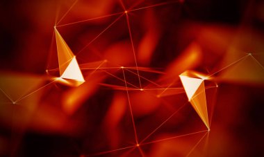 Arka kırmızı geometrik plan. Bağlantı yapısı. Bilim arka plan. Fütüristik teknoloji Hud öğesi. onnecting noktalar ve çizgiler. Büyük veri görselleştirme ve iş .