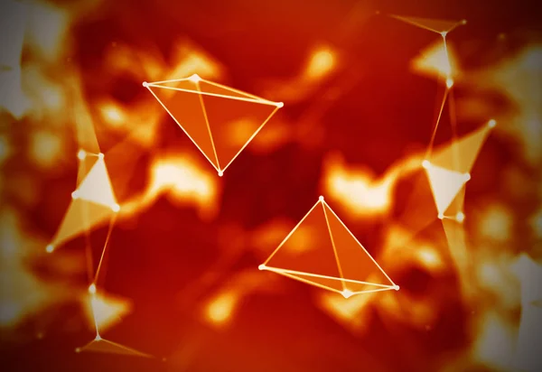 抽象的な幾何学的な背景が赤。接続構造体。サイエンスの背景。未来技術 Hud 要素。・ 3叉点と線。大きなデータの可視化とビジネス . — ストック写真