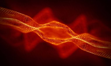 Arka kırmızı geometrik plan. Bağlantı yapısı. Bilim arka plan. Fütüristik teknoloji Hud öğesi. onnecting noktalar ve çizgiler. Büyük veri görselleştirme ve iş .