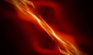 Arka kırmızı geometrik plan. Bağlantı yapısı. Bilim arka plan. Fütüristik teknoloji Hud öğesi. onnecting noktalar ve çizgiler. Büyük veri görselleştirme ve iş .