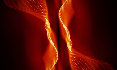 Arka kırmızı geometrik plan. Bağlantı yapısı. Bilim arka plan. Fütüristik teknoloji Hud öğesi. onnecting noktalar ve çizgiler. Büyük veri görselleştirme ve iş .