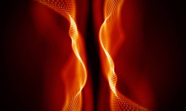 Arka kırmızı geometrik plan. Bağlantı yapısı. Bilim arka plan. Fütüristik teknoloji Hud öğesi. onnecting noktalar ve çizgiler. Büyük veri görselleştirme ve iş .