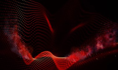 Arka kırmızı geometrik plan. Bağlantı yapısı. Bilim arka plan. Fütüristik teknoloji Hud öğesi. onnecting noktalar ve çizgiler. toz ve duman .