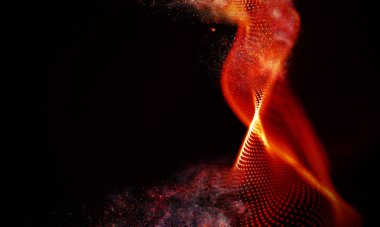 Arka kırmızı geometrik plan. Bağlantı yapısı. Bilim arka plan. Fütüristik teknoloji Hud öğesi. onnecting noktalar ve çizgiler. toz ve duman .