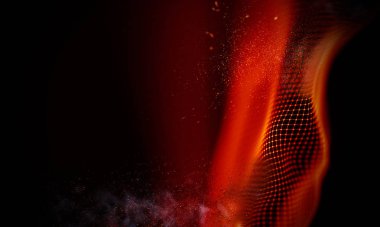 Arka kırmızı geometrik plan. Bağlantı yapısı. Bilim arka plan. Fütüristik teknoloji Hud öğesi. onnecting noktalar ve çizgiler. toz ve duman .