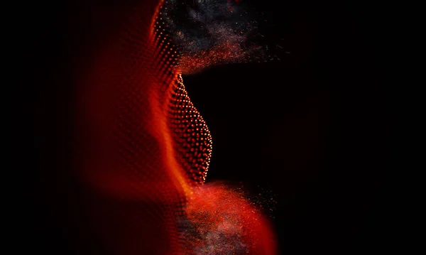 Geometrické pozadí abstraktní červená. Struktura připojení. Vědecké pozadí. Futuristické technologie Hud prvek. onnecting body a čáry. prach a kouř . — Stock fotografie
