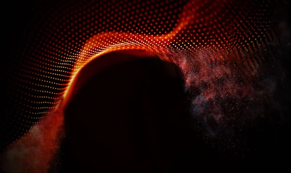 Abstrakte rote geometrische Hintergrund. Verbindungsstruktur. Wissenschaftlicher Hintergrund. futuristische Technologie hud element. Punkte und Linien. Staub und Rauch . — Stockfoto