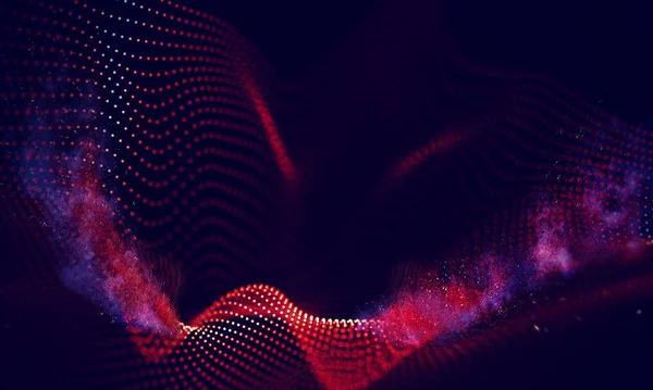 Soyut Kırmızı Geometrik Arkaplan. Bağlantı yapısı. Bilim geçmişi. Gelecekçi Teknoloji HUD elementi. Noktalar ve çizgiler birleşiyor. parçacıklı dijital arkaplan .