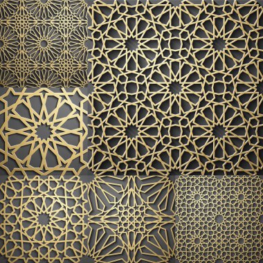 İslam desen. Dikişsiz Arapça geometrik desen, Doğu süsleme, Hint süsleme, Farsça motifi, 3d. Sonsuz doku kullanılan duvar kağıdı, desen dolgularını, web sayfası arka planı için .