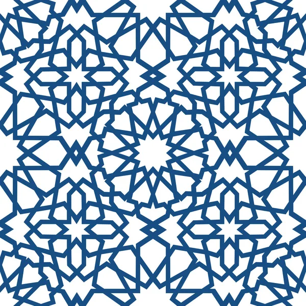 Синій ісламський візерунок. Безшовний арабський геометричний візерунок, східний орнамент, індійський орнамент, перський мотив, 3D. Нескінченну текстуру можна використовувати для шпалер, заповнення візерунків, тла веб- сторінки  . — стоковий вектор