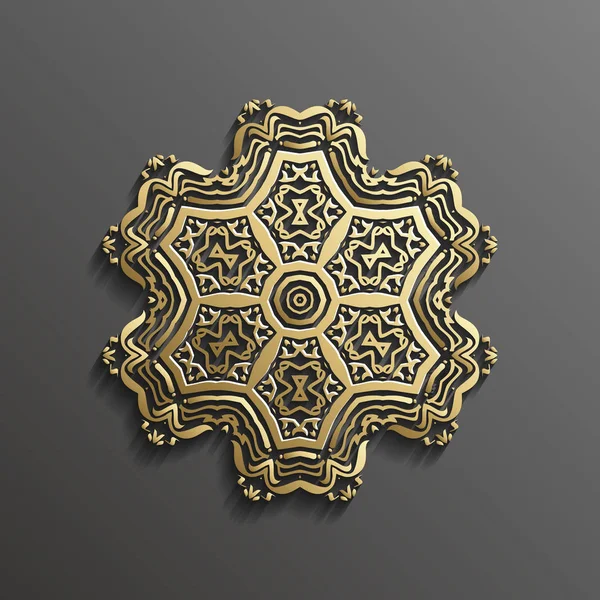 Islamische 3D-Gold auf dunklem Mandala runden Ornament Hintergrund architektonischen muslimischen Textur-Design. kann für Broschüren Einladungen verwendet werden, persisches Motiv — Stockvektor