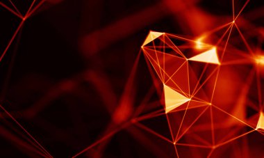 Arka kırmızı geometrik plan. Bağlantı yapısı. Bilim arka plan. Fütüristik teknoloji Hud öğesi. onnecting noktalar ve çizgiler. Büyük veri görselleştirme ve iş .