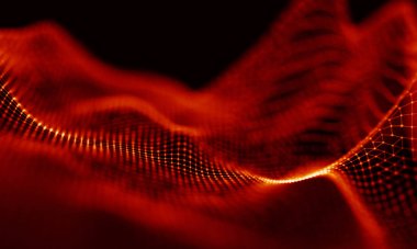 Arka kırmızı geometrik plan. Bağlantı yapısı. Bilim arka plan. Fütüristik teknoloji Hud öğesi. onnecting noktalar ve çizgiler. Büyük veri görselleştirme ve iş .