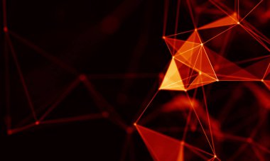 Arka kırmızı geometrik plan. Bağlantı yapısı. Bilim arka plan. Fütüristik teknoloji Hud öğesi. onnecting noktalar ve çizgiler. Büyük veri görselleştirme ve iş .