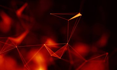 Arka kırmızı geometrik plan. Bağlantı yapısı. Bilim arka plan. Fütüristik teknoloji Hud öğesi. onnecting noktalar ve çizgiler. Büyük veri görselleştirme ve iş .