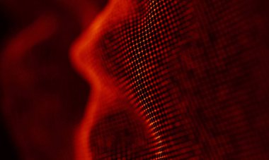 Arka kırmızı geometrik plan. Bağlantı yapısı. Bilim arka plan. Fütüristik teknoloji Hud öğesi. onnecting noktalar ve çizgiler. Büyük veri görselleştirme ve iş .