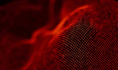 Arka kırmızı geometrik plan. Bağlantı yapısı. Bilim arka plan. Fütüristik teknoloji Hud öğesi. onnecting noktalar ve çizgiler. Büyük veri görselleştirme ve iş .