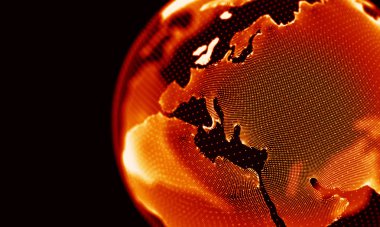 Arka kırmızı geometrik plan. Bağlantı yapısı. Bilim arka plan. Fütüristik teknoloji Hud öğesi. onnecting noktalar ve çizgiler. Büyük veri görselleştirme ve iş .